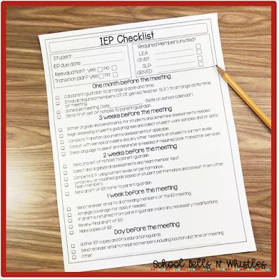 Use an IEP checklist to stay on top of the IEP process. Special Education Checklist, Iep Checklist, Iep Meeting Checklist, Iep Organization, Special Education Organization, Sensory Classroom, Planning School, Individual Education Plan, Iep Meetings