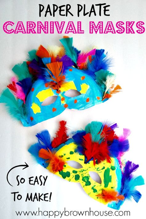 These Paper Plate Carnival Masks are perfect for teaching kids about Rio Carnival, Brazil, and the Rainforest. During a study of the rainforest, read about Rio Carnival in Brazil and make your own colorful masks. Then, have your own family fun night of making colorful, feather-filled Carnival masks and watching the Carnival themed movie for kids, Rio. Carnival Brazil, Carnival Activities, Mask Craft, Carnival Crafts, Theme Carnaval, Circus Crafts, Carnival Art, Brazil Carnival, Masks Crafts