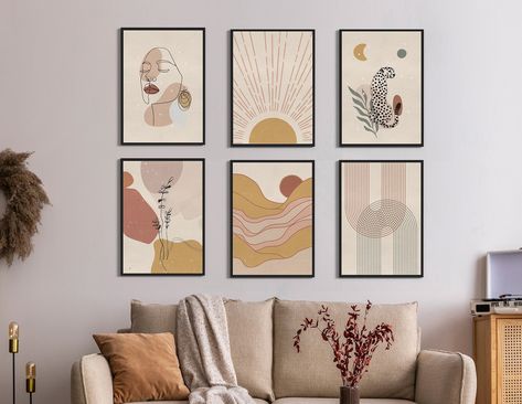 Hello, and welcome to NestArtPrint! Boho Wall art Prints, Set of 6, Digital Boho Botanical Prints, Mid Century Prints, Abstract Line, Home Decor, Boho poster NAP124 Printable art available for instant download! Perfect for your little one's nursery or as a baby shower gift! Сreate your personal set of animals with flowers, more animals in my store! NOT  CROSS STITCH PATTERNS THIS IS A DIGITAL ITEM -Ready to download on your computer once your payment is confirmed. No waiting, no shipping fees. -After checkout Etsy will redirect you to the downloads page where you'll find your new printables ♡.  -See your purchase anytime by logging into your Etsy account or through your email receipt. WHAT'S INCLUDED FILE INFORMATION  - You will receive JPG image files in A1 ISO PAPER size at 300 dpi  (req Animals With Flowers, Mid Century Prints, Boho Prints, Boho Poster, Bohemian Wall Art, Prints Abstract, Gallery Wall Prints, Home Decor Boho, Geometric Wall Art