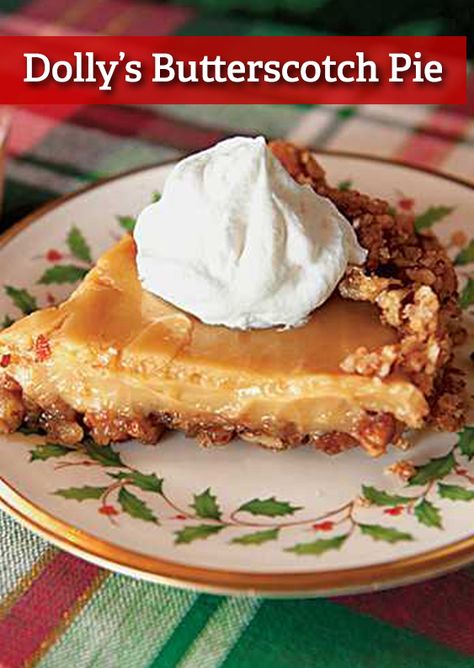 Dolly Parton Recipes, Easy Holiday Desserts Christmas, Holiday Desserts Thanksgiving, Butterscotch Recipes, Desserts Holiday, Butterscotch Pie, Favorite Holiday Desserts, Holiday Desserts Christmas, Desserts Christmas