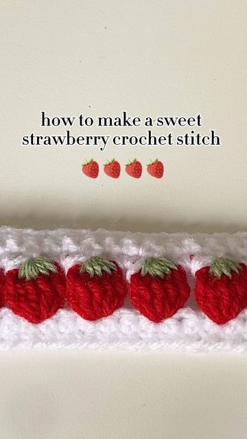 Crochet Strawberry Bobble Stitch, Strawberry Headband Crochet Pattern, Strawberry Stitch Crochet Pattern, Strawberry Crochet Projects, Strawberry Themed Crochet, Crochet Strawberry Headband, Strawberry Headband Crochet, Red Crochet Projects, Strawberry Stitch Crochet