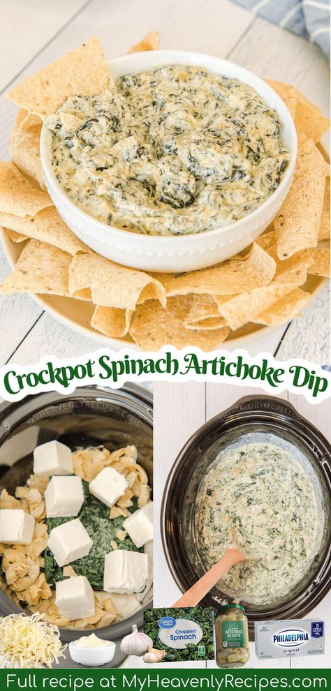 Crockpot Spinach Artichoke Dip, Holiday Crockpot, Spinach And Artichoke Dip Recipe, Crockpot Spinach, Dip Recipes Crockpot, Spinach Artichoke Dip Easy, Spinach Artichoke Dip Recipe, Spinach And Artichoke Dip, Crock Pot Dips