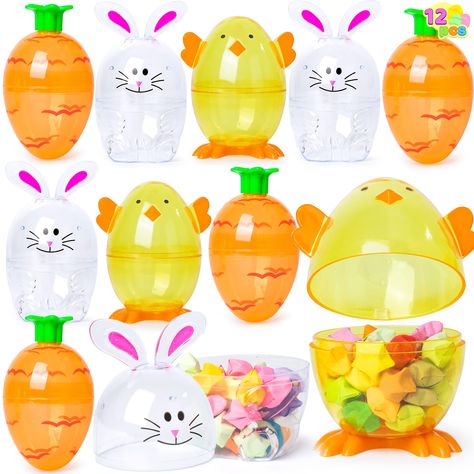 PRICES MAY VARY. UNIQUE DESIGN. 12 Pcs Plastic Printed Bright Animal Characters Easter Eggs Basket Fillers includes 12 pieces of Colorful Easter Egg Shells. There are 3 easter egg shell designs with attractive animal characters. Kids will enjoy our Bunny, Carrot and Chick easter egg shells! Ideal Easter gifts for boys and girls. EASY TO USE. Bunny Shaped egg measures 3.7" Tall x 1.9" Wide. Carrot Shaped egg measures 3.7" Tall x 1.9" Wide. Chick Shaped egg measures 3.45" Tall x 2.8" Wide. ENDLESS Creative Easter Baskets, Classroom Prizes, Easter Egg Basket, Easter Hunt, Plastic Easter Eggs, Easter Basket Fillers, Summer Toys, Easter Basket Diy, Basket Fillers