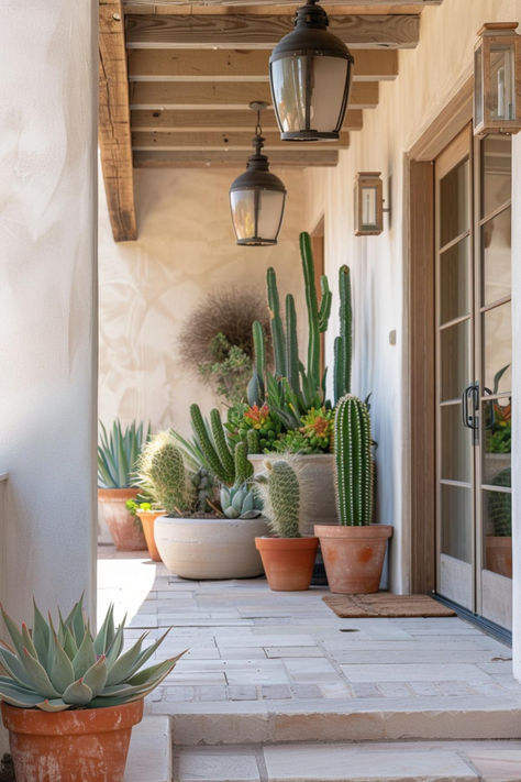 45 Amazing Small Front Porch Designs You Must Try Desert Patio, Small Front Porch Decor, Small Front Porches, Small Porches, Italian Decor, Desert Garden, Woodworking Videos, Cactus Garden, Succulent Garden