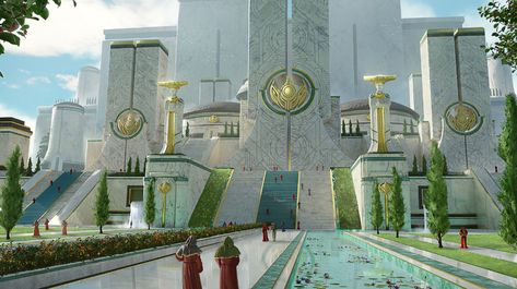 ArtStation - Temple of Alodria Futuristic Asian City, Fantasy Temple Concept Art, Scifi Temple, Sith Temple, To All My Friends, Sci Fi City, Sci Fi Environment, Temple Architecture, Temple Design