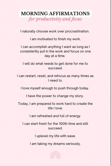 Productive Day Affirmations, Daily Affirmations Motivational, Positive Productive Affirmations, Daily Manifestation Quotes, Daily Affirmations Morning, Morning Affirmations Self Love, Great Day Affirmations, Daily Affirmations Productivity, I Am Productive Affirmations