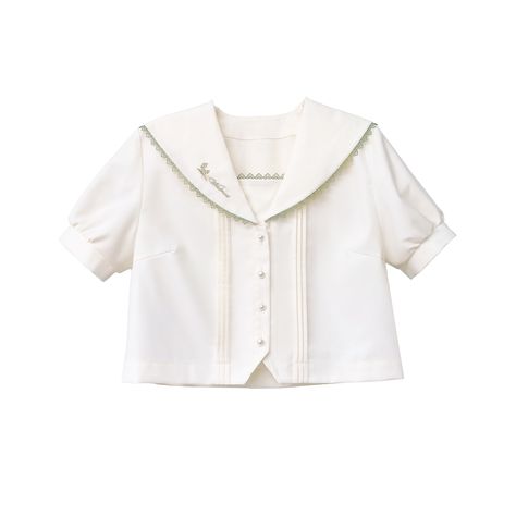 Add a touch of kawaii charm to your wardrobe with this pleating details beige sailor collar short-sleeve top. The delicate pleating details and classic sailor collar design make this top a versatile and stylish addition to any outfit. Perfect for pairing with a range of bottoms, this top is a must-have for anyone looking to add a playful and feminine touch to their look.  Please note that this product includes only the top, the bow tie and the badge are not included.  Garment Size   	 		 			Size Black Tiered Skirt, Puff Sleeves Top, Green Summer Dresses, Retro School, Gothic Skirts, Box Pleat Skirt, School Tops, Sailor Collar, Sleeves Top