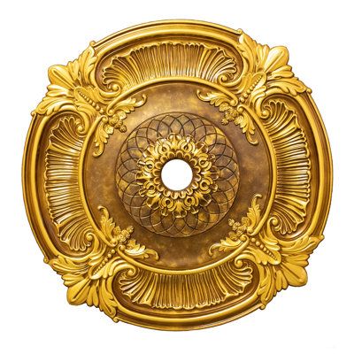 This beautiful ceiling medallion accompanies a chandelier to add more customization to your home. | Artistry Lighting Round Antique Ceiling Medallion Plastic, Size 40.0 H x 40.0 W x 4.0 D in | Wayfair Ceiling Medallion Chandelier, Copper Ceiling, Gold Ceiling, Hand Painted Wall Art, Round Chandelier, Ceiling Medallion, Contemporary Chandelier, Antique Inspiration, Ceiling Medallions