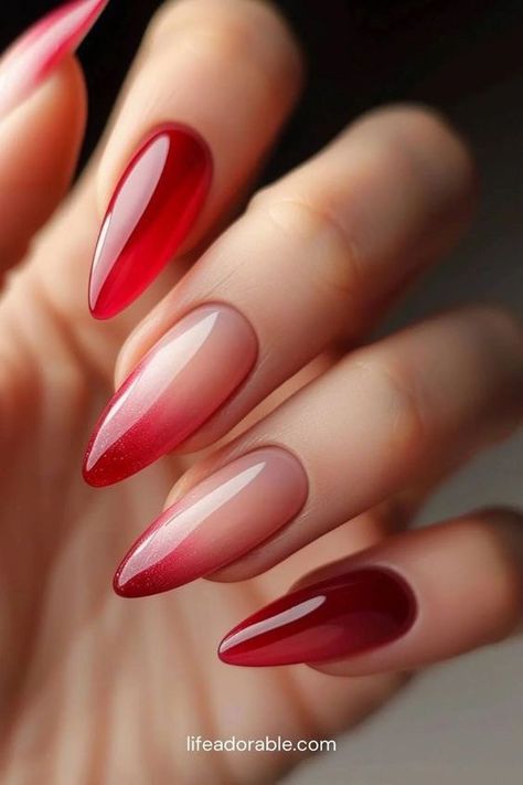 Red Nails Ideas Summer, Nails 2024 Red, Red Fade Nails, Red Summer Nails 2024, Red Gel Nails Designs, Red Nails Design Ideas, Red Manicure Ideas, Red Nails Inspiration, Red Nails Summer