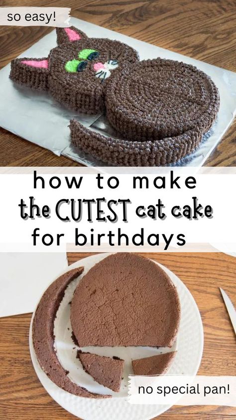 Cat For Halloween, Kitten Cake, Birthday Cake For Cat, Birthday Cake Decorating Ideas, Make Birthday Cake, Cat Cupcakes, Kitten Birthday, Cake Decorating Ideas, Cake Shapes