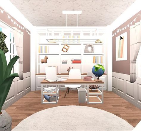 I think the credits go to coeptus yt. Not sure! If im wrong please let me know, and im sorry! Bloxburg Ideas Office, Roblox Bloxburg Office Room Ideas, Blox Burg Office Ideas, Bloxburg Home Office Ideas, Bloxburg Office Ideas 4x4, Bloxburg Pc Setup, Office Ideas In Bloxburg, Cute Bloxburg Office, Cute Bloxburg Office Ideas