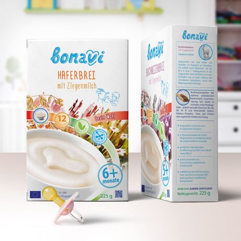 Bonavi - Porridge for kids on Packaging of the World - Creative Package Design Gallery Porridge Packaging, Kids Packaging, Kids Juice, Juice Drinks, Creative Packaging Design, Packaging Design Inspiration, Odessa, Baby Food, Goat Milk