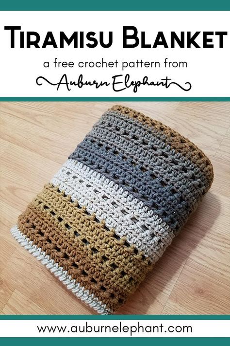 Tiramisu Blanket - Auburn Elephant Temperature Blanket Crochet Neutral Colors, Earthy Crochet Blanket, Masculine Crochet Blanket, Crochet Blanket Grey, Modern Haken, Crochet For Beginners Blanket, Crochet Blanket Designs, Crochet Blanket Afghan, Big Cakes