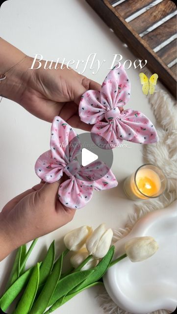 How To Make A Hair Bow, Bow Sewing Pattern, Butterfly Sewing, Diy Baby Bows, Unique Hair Bows, How To Make Butterfly, Butterfly Bow, Fabric Butterfly, Handmade Hair Bows