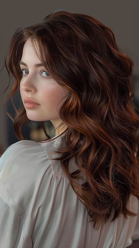 25 Dark Brown Hair Color Ideas to Bring Out Your Inner Radiance Dark Brown Auburn Hair With Highlights, Short Brown Hair Auburn Highlights, Hair Color Ideas For White Hair, Cool Toned Auburn Hair, Chocolate Copper Hair Color, Chestnut Auburn Hair, Auburn Hair Shades, Dark Auburn Brown Hair, Brownie Hair Color