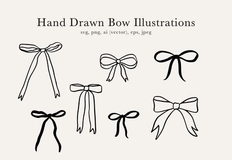 Bow Drawing, Bow Vector, Bow Svg, Calligraphy Drawing, Tiny Bow, Bow Clip, Cute Bows, Bow Clips, Ink Drawing