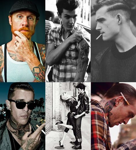 Can I get one of these for my birthday? Tattooed men make the most adorable dads. Care Free Aesthetic, Free Aesthetic, Rockabilly Style, Psychobilly, Classic Leather, To Look, Black Jeans, Tattoos