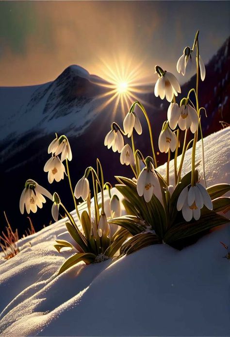 Snow Drop Flower, Snow Drops Flowers, First Flowers Of Spring, Winter Scenery, Winter Pictures, Beautiful Flowers Pictures, Jolie Photo, Beautiful Nature Pictures, Flower Pictures