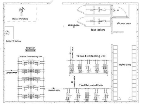 See our Guide to Bike Rooms and call about our FREE layouts to help maximize bicycle storage in a building. #bicycles #bikes #bikeroom #architects Bicycle Parking Design, Parking Plan, Bike Rental Shop, Garage Velo, Workshop Architecture, Store Plan, Modern Bike, Workshop Layout, Vertical Bike