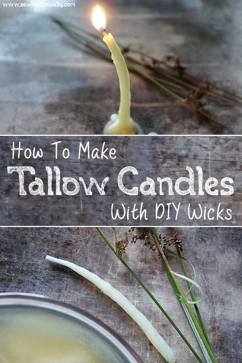 How To Make Tallow Candles, Tallow Beeswax Candles, Tallow Candles Diy, Tallow Candles How To Make, Tallow Rendering, Make Tallow, Historical Crafts, Wax Crafts, Tallow Candles