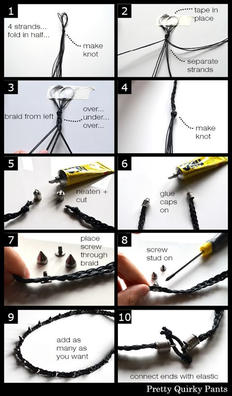 spiked headband instructions Diy Goth Accessories Tutorials, Diy Punk Bracelet, Goth Bracelets Diy, Witch Accessories Diy, Punk Bracelets Diy, Diy Punk Accessories, Diy Punk Jewelry, Punk Diy Crafts, Cosplay Accessories Diy