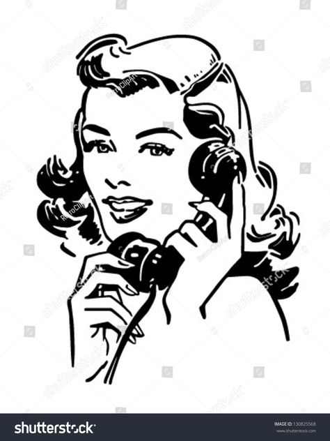 Cute Gal On The Phone - Retro Clip Art Illustration #Ad , #AFFILIATE, #Phone#Gal#Cute#Retro Retro Clip Art, Retro Images, Women Talk, On The Phone, On Phone, Black And White Illustration, Photo Illustration, Royalty Free Photos, Art Illustration