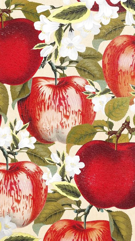 Vintage Floral Aesthetic, Rose Mobile, September Wallpaper, Apple Illustration, Apple Background, Phone Background Patterns, Floral Aesthetic, Fruit Wallpaper, Vintage Apple