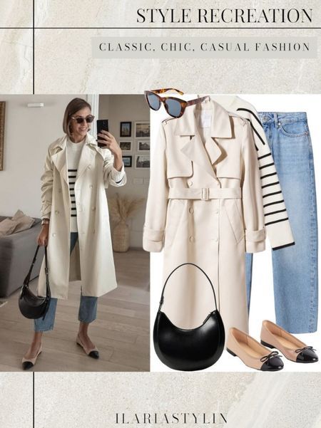 French Outfit Style, Dressing Capsule, White Coat Outfit, Fashion Inspo Spring, Striped Sweater Outfit, Straight Jeans Outfit, How To Have Style, White Trench Coat, Looks Jeans