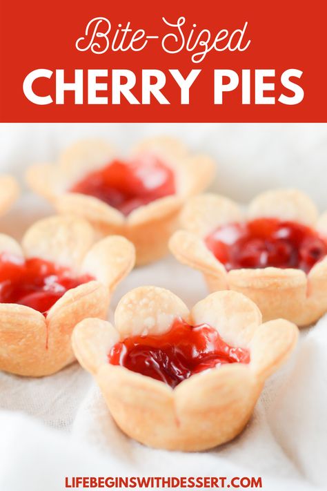 Cherry Pie Cups, Holiday Pies Recipes, Pie Cups, Mini Cherry Pies, Mini Pie Recipes, Cherry Pies, Sweet Cherry Pie, Pie Crust Recipe Easy, Graham Cracker Recipes