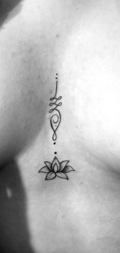 Tatoos Woman Chest Small, Tattoo In Between Chest Woman Small, Lotus Flower Tattoo Between Breast, Lotus Sternum Tattoo Women, Tattoo Breastbone Women, Lotus Tattoo Sternum, Between Breast Tattoos For Women Simple, Lotus Chest Tattoo For Women, Lotus Tattoo Chest