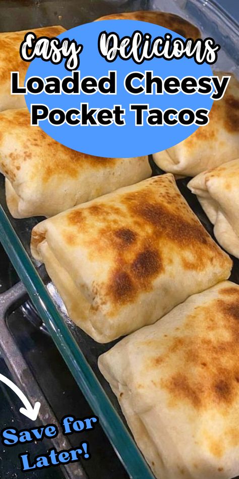 Loaded Cheesy Pocket Tacos Pocket Tacos Recipe, Taco Hot Pockets, Cheesy Pocket Tacos, Cheesy Beef Taco Pockets, Taco Pockets Tortillas, Loaded Cheesy Pocket Tacos, Cheesy Taco Pockets, Bbq Steak Sandwich, Pocket Tacos