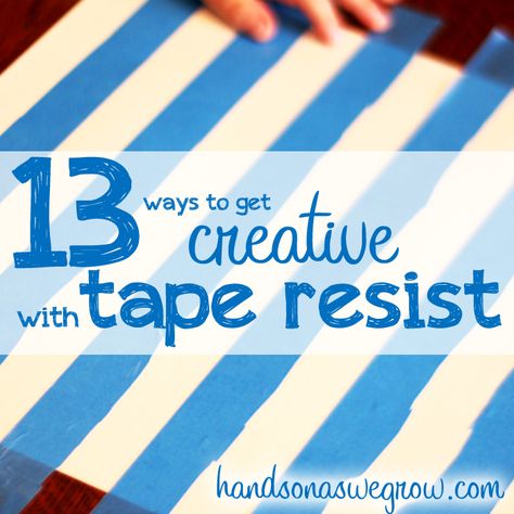 13 Ways to Get Creative with Tape Resist Art. Things to make with tape resist, plus different techniques to use. Tape Resist Art, Resist Art, Kids Craft Supplies, Tape Painting, Tape Art, Cool Art Projects, Painters Tape, Preschool Art, Get Creative