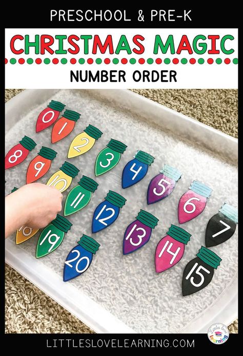 Christmas Letter Activities Prek, Christmas Themed Learning Activities, Christmas Rhyming Activities Preschool, Holiday Centers For Preschool, December Math Activities Kindergarten, Christmas Block Area Preschool, Number Craft For Preschool, Number 20 Crafts For Preschool, Holiday Lesson Plans Preschool