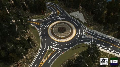 Road Ideas Minecraft, Minecraft City Road Ideas, Minecraft Roundabout, Minecraft City Roads, Minecraft Roads Ideas, Minecraft City Buildings Skyscrapers, Minecraft Roads, Minecraft Skyscraper, Minecraft Modern City