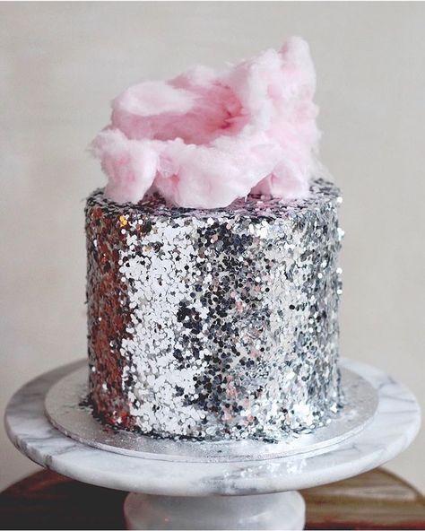 56 Likes, 5 Comments - Flamingo Boulevard Bridal (@fbbridalstudio) on Instagram: “Glitter, candy floss and cake... SOLD ✌🏻💕 - 📸 via @pinterest” Thank You Cake, Glitter Birthday Cake, Disco Cake, Cotton Candy Cakes, Nontraditional Bride, Bling Cakes, Sparkle Cake, Weekend Mood, Cotton Candy Clouds