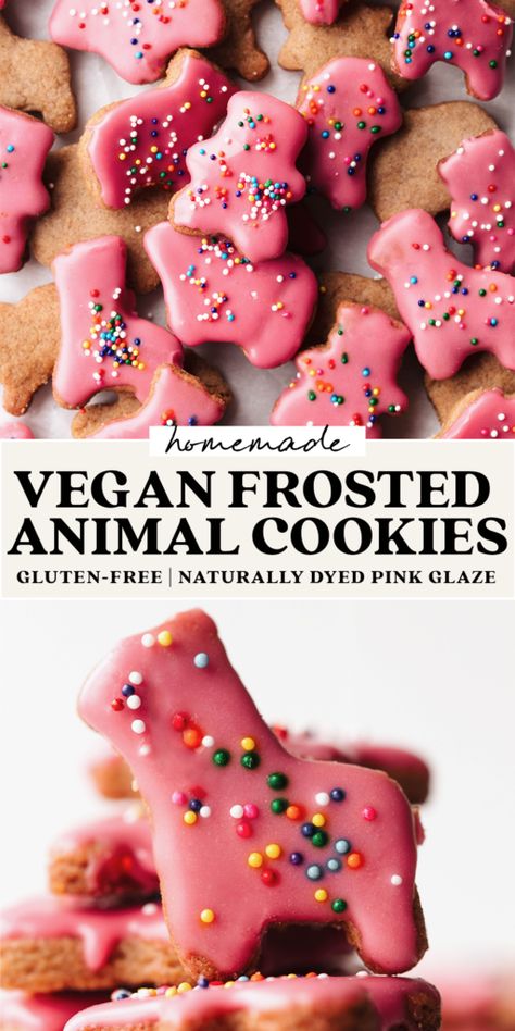 Vegan Frosted Animal Crackers, Cute Gluten Free Desserts, Vegan Animal Crackers, Vegan Gluten Free Sweets, Vegan Kit Kat, Homemade Frosted Animal Crackers, Vegan Holiday Recipes Desserts, Gluten Vegan Free Recipes, Vegan Fluffernutter Cookies