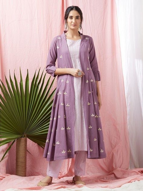 catalog : #Kurti #Collection   assured quality  authentic original product  ready to shipping  single available  WhatsApp only: 06354758358  all catalog are available in WhatsApp.  #fashion #kurti #gown #dress #lehenga #choli #saree #westernwear Salwar Suit With Jacket, Shrug Design, Suit With Jacket, डिजाइनर कपड़े, Design Kurta, Silk Kurti Designs, Lavender Cotton, Simple Kurta Designs, Simple Kurti Designs