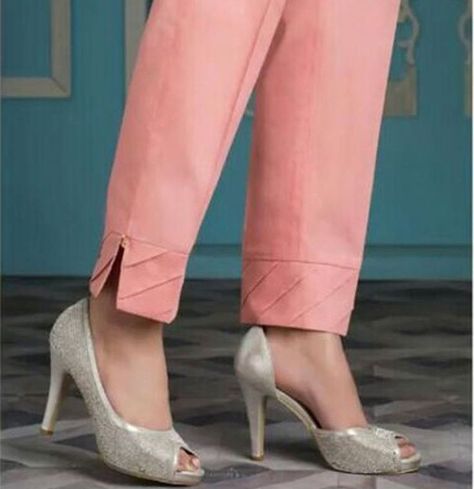 Churi Pant Designs, Straight Pants Design Pakistani, Pants Design For Kurti Straight, Straight Pants With Kurti, Pintex Trouser Design, Pent Trouser Designs, Straight Pants Design, Pants Design For Kurti, Mohri Design