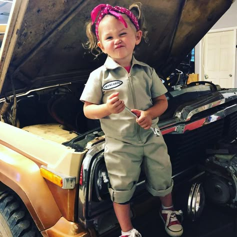 Mechanic - toddler costume ideas Girl Mechanic Costume, Girl Mechanic Outfit, Toddler Costume Ideas, Mechanic Costume, Costume Toddler Girl, Baby Mechanic, Toddler Costumes Girl, Girl Mechanics, Halloween Costume Toddler Girl