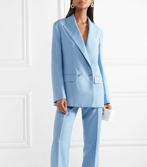 The Row Pesner Blazer and Lada Pants Woman Suit Fashion, Professional Dresses, Looks Chic, Blue Suit, Suit Fashion, Work Attire, Office Outfits, Wool Blazer, Mode Outfits