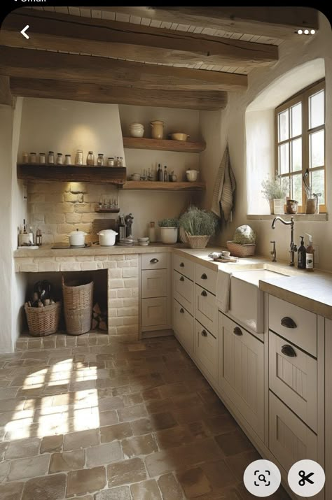 Old Farmhouse Kitchen, Rustic Country Kitchen, Old World Kitchens, Country Kitchen Ideas, Open Kitchen And Living Room, Rustic Country Kitchens, Minimalist Kitchen Design, Rustic Kitchen Design, Rustic Farmhouse Kitchen