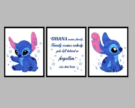 Stitch Nursery Ideas, Lilo And Stitch Room Ideas, Aurora Bedroom, Stitch Bathroom, Stitch Bedroom, Watercolor Room, Stitch Room, Stitch Watercolor, Peppa Pig Decorations