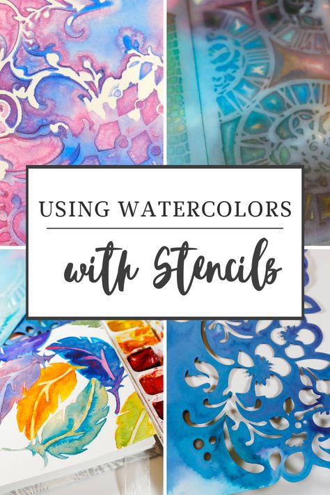 Using watercolors with stencils may seem like two things that don’t go together in your art journal. The loose nature of watercolor appears incompatible with stencils. But with a bit of experimentation and imagination, you can get some amazing and unexpected results using watercolors with stencils. When adding watercolors to stencils, you may need to change your expectation for the final result. Stencil Watercolor Art, Stencils And Watercolor, Watercolor With Stencils, Watercolor Stencil Painting, Watercolor Paint Brushes, Watercolor Art Templates, Watercolor Resist Painting, Watercolor Tracing Patterns, Watercolor And Ink Abstract