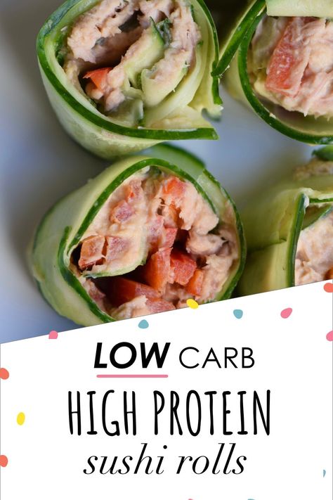 Sushi Alternative, High Protein Sushi, Low Calorie Sushi, Healthy Filling Meals, High Protein Diet Recipes, Cucumber Sushi Rolls, Low Carb Sushi, Cucumber Snacks, Cucumber Sushi