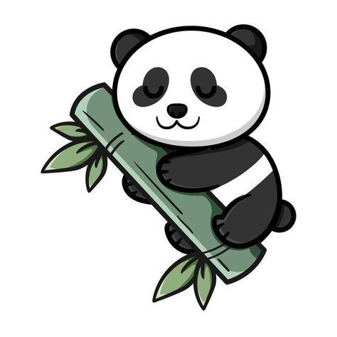 Cute Panda With Bamboo Drawing, Panda With Bamboo Drawing, Panda Cute Drawing, Panda Drawings, Panda Quotes, Drawing Panda, Tired Cartoon, Panda Gemoy, Wallpaper Panda