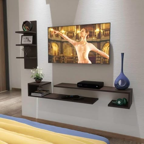 Amazon.in : tv unit for living room Floating Shelves Living Room Mounted Tv, Modern Tv Stand Wall, Floating Tv Wall, Tv Entertainment Wall, Tv Decor Ideas, Wall Mounted Tv Unit, Tv Stand Wall, Wall Mounted Media Console, Floating Tv Shelf