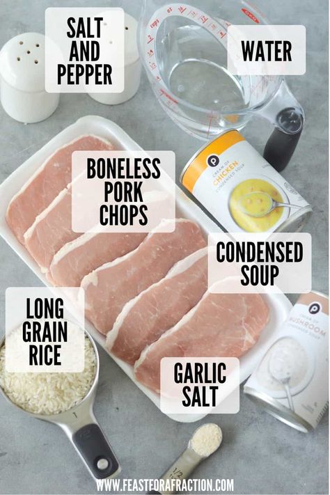 Looking for a budget-friendly, tender, and easy meal? Try our Slow Cooker Pork Chops and Rice recipe! Perfectly seasoned pork chops and fluffy rice cooked to perfection in your crockpot. Click for the full recipe! Rice And Pork Chops Crockpot, Crock Pot Recipes With Pork Chops, Crockpot Rice And Porkchops, Boneless Pork Chops Slow Cooker, Pork Chops Rice Crockpot, No Peek Pork Chops And Rice Crock Pot, Pork And Rice Crockpot, Boneless Pork Chops And Rice In The Oven, Crockpot Pork Chops And Rice Slow Cooker