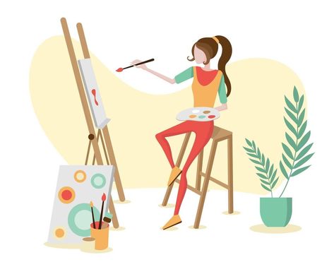 Artist Painting On Canvas, Artist Cartoon, Painter Artist, School Community, Painting Drawing, Cute Diys, Illustration Artists, Artist Painting, Drawing Art