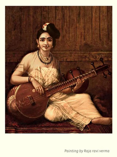 Veena Making Bobbili- Research & documentation on Indian crafts Ravivarma Paintings, Learn Oil Painting, Raja Ravi Varma, Indian Traditional Paintings, Ancient Indian Art, Indian Art Gallery, Indian Painting, Indian Artist, Indian Paintings