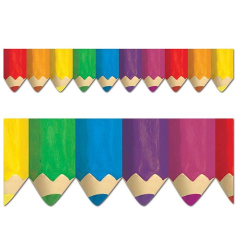 PRICES MAY VARY. BORDER STYLE - Use this colorful Jumbo Color Pencils EZ Border in a crafting area, an activities center, or to add color to any bulletin board! CLASSROOM USES - Use it alone to create a classic look or layer it with another border for a unique designer look VERSATILE - It is perfect for use on bulletin boards in a wide variety of school, office, and church settings INCLUDES - Each package comes with enough borders to complete 2 full bulletin boards DIMENSIONS - 24, 24 inch strip Boarders For Bulletin Boards, Crafting Area, Classroom Objects, Classroom Borders, School Border, Bulletin Board Design, Border Line, Creative Teaching Press, Interactive Walls